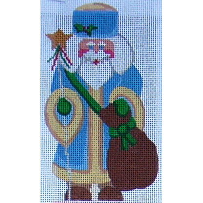 click here to view larger image of Blue Santa w/ Star (hand painted canvases)