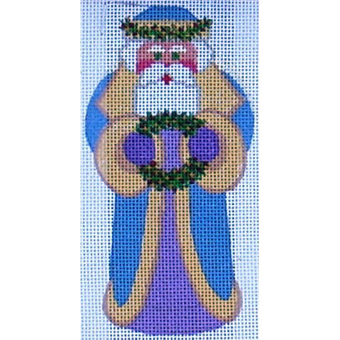 click here to view larger image of Blue Santa w/ Wreath  (hand painted canvases)