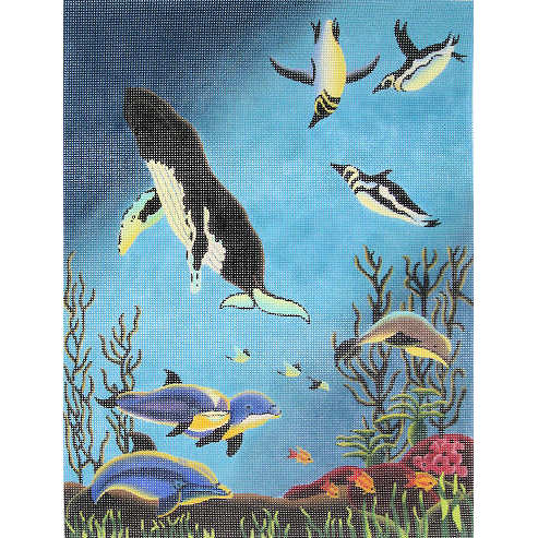 click here to view larger image of Dolphins, Penguins, Whales (hand painted canvases)