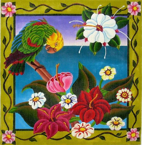 click here to view larger image of Tropical Flowers (hand painted canvases)