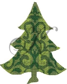 click here to view larger image of Chartreuse Damask Tree (hand painted canvases)