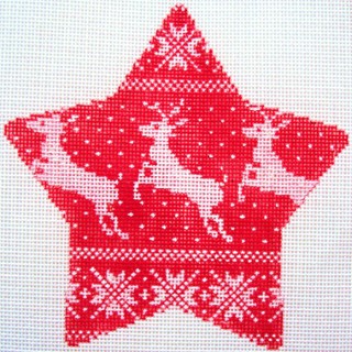 click here to view larger image of Nordic Reindeer Xmas Star (hand painted canvases)