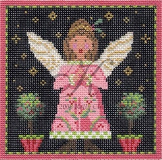 click here to view larger image of Pink Topiary Angel - 13ct (hand painted canvases)