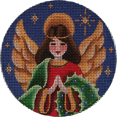click here to view larger image of Wreath Angel Ornament (hand painted canvases)
