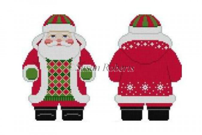 click here to view larger image of Snowflake Red Jacket Santa (hand painted canvases)