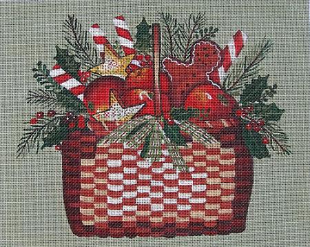 click here to view larger image of Holiday Basket (hand painted canvases)