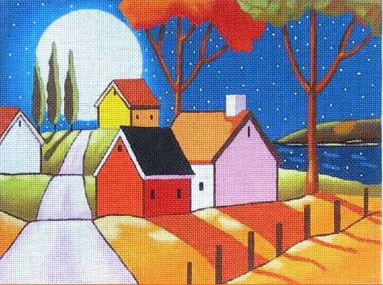 click here to view larger image of Moon Over Roadway (hand painted canvases)