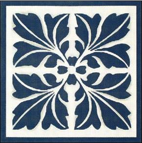click here to view larger image of Blue Leaf Quilt (hand painted canvases)