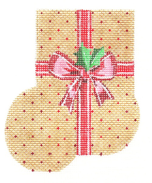 click here to view larger image of Christmas Package Mini Sock (hand painted canvases)