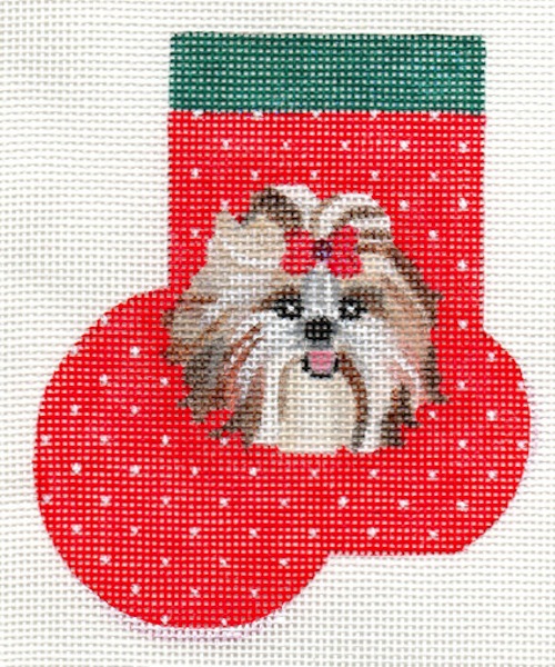 click here to view larger image of Shih-Tzu Mini Sock (hand painted canvases)