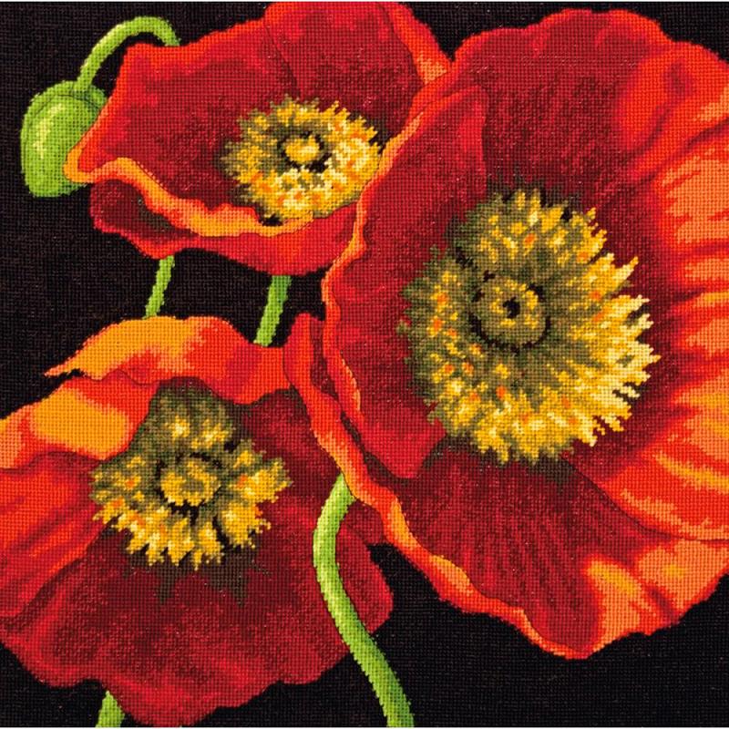 click here to view larger image of Red Poppy Trio (needlepoint kits)