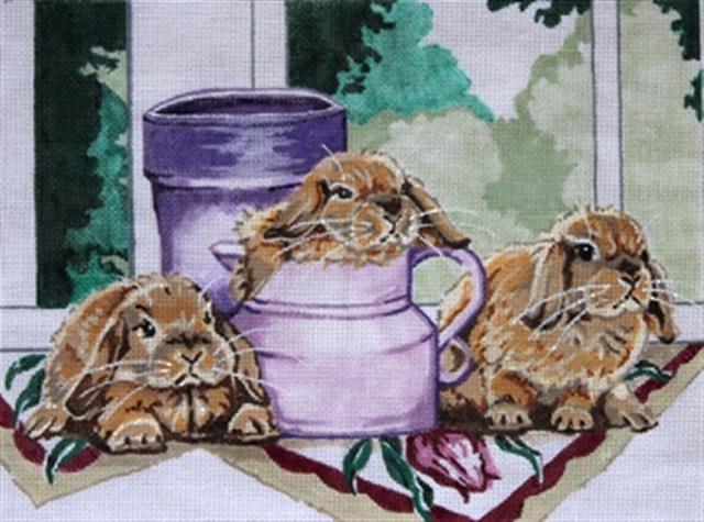 click here to view larger image of Bunnies at Windowsill - 13M (hand painted canvases)
