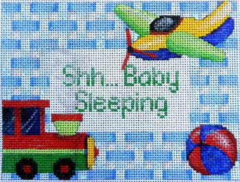 click here to view larger image of Train/Plane Baby Sleeping (hand painted canvases)