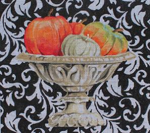 click here to view larger image of Elegant Pumpkins in Urn (hand painted canvases)
