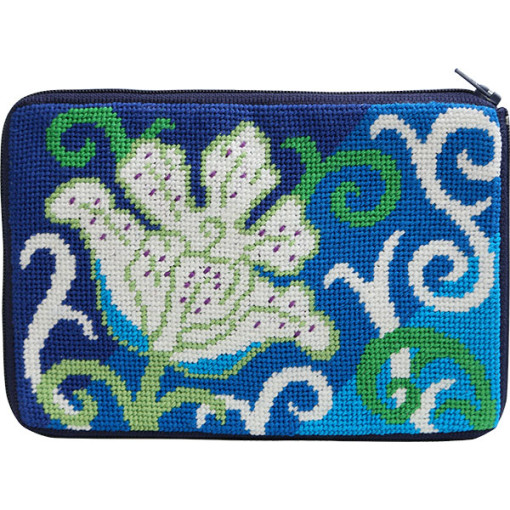 click here to view larger image of White Tulip Stitch n Zip Purse (needlepoint kits)