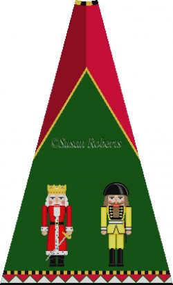 click here to view larger image of Red Ermine and Yellow Sp Guard Nutcracker Tree Skirt Panel (with background) (hand painted canvases)
