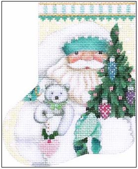 click here to view larger image of Winter White Santa Mini-Sock (hand painted canvases)