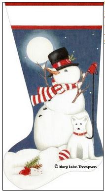 click here to view larger image of Snowman/Snowdog Sock (hand painted canvases)