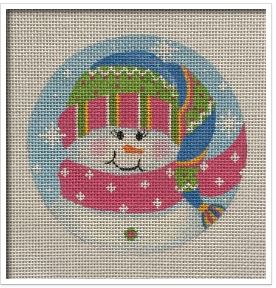click here to view larger image of Sparkles Snowgirl Ornament (hand painted canvases)