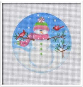 click here to view larger image of Snowman W/Birds Ornament (printed canvas)