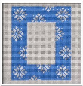 click here to view larger image of Snowflake Frame Ornament (hand painted canvases)