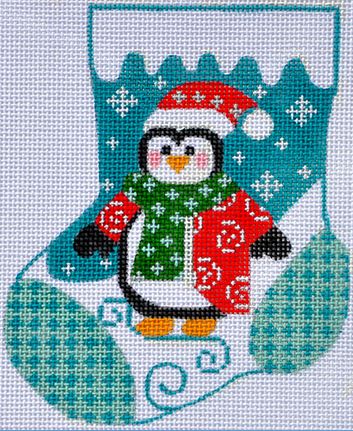 click here to view larger image of Penguin Mini Stocking (hand painted canvases)