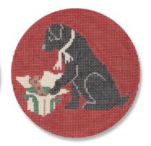 click here to view larger image of Christmas Morning Black Lab (hand painted canvases)