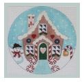 click here to view larger image of Gingerbread House w/snowman Ornament (hand painted canvases)