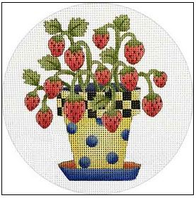 click here to view larger image of Strawberry Pot (hand painted canvases)