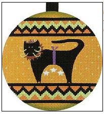 click here to view larger image of Black Cat Ornament (hand painted canvases)
