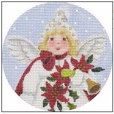 click here to view larger image of Poinsettia Angel Ornament (hand painted canvases)