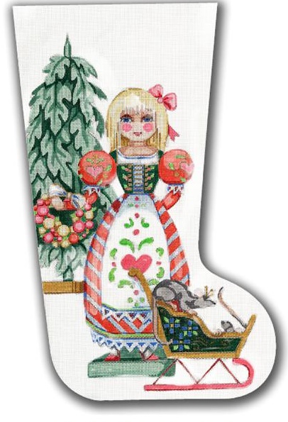 click here to view larger image of Peasant Girl Stocking (hand painted canvases)