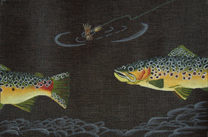 click here to view larger image of Brown Trout and Dry Fly (hand painted canvases)