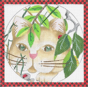 click here to view larger image of Cat Ornament With Border - Hunter (hand painted canvases)