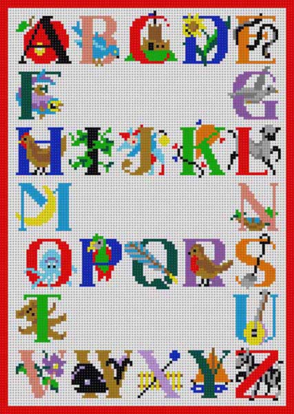 click here to view larger image of Alphabet Sampler (hand painted canvases)