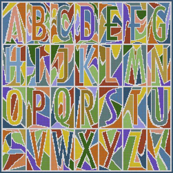 click here to view larger image of Abstract Alphabet Muted (hand painted canvases)
