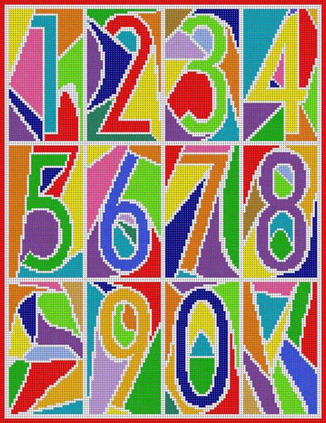 click here to view larger image of Abstract Numbers Primary (hand painted canvases)