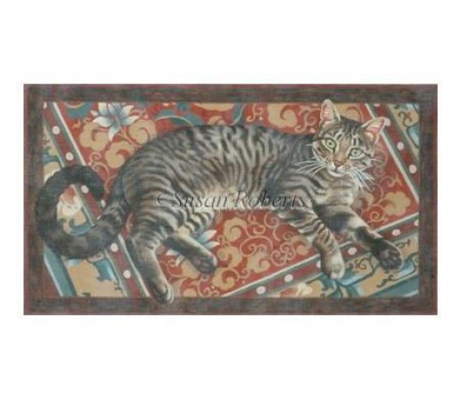 click here to view larger image of Cat On A Chinese Rug (hand painted canvases)