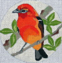 click here to view larger image of Flame Tanager Ornament (hand painted canvases)