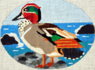 click here to view larger image of Teal Duck (hand painted canvases)
