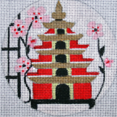click here to view larger image of Pagoda Birdhouse Ornament (hand painted canvases)