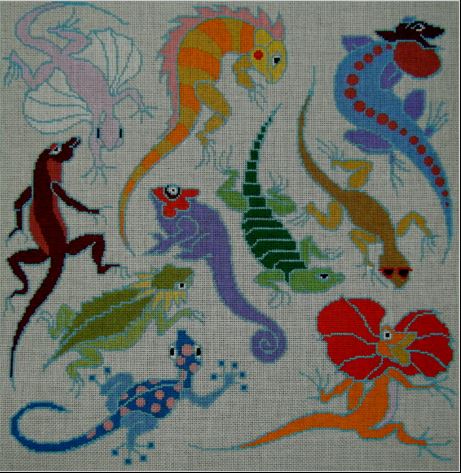 click here to view larger image of Leapin Lizards (hand painted canvases)
