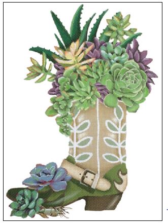 click here to view larger image of Succulent Boot (hand painted canvases)