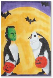 click here to view larger image of Pengin Halloween, A (hand painted canvases)