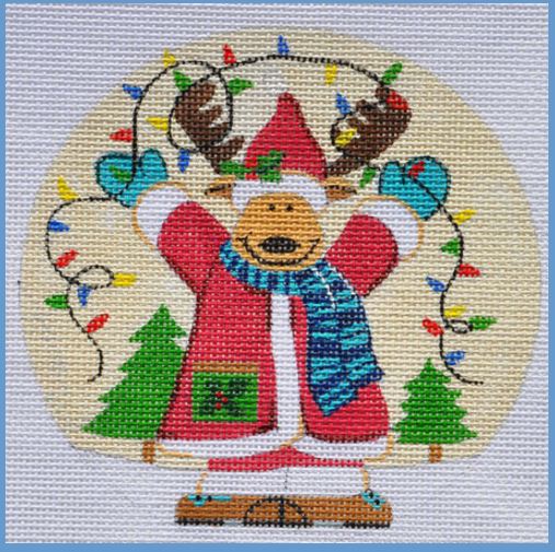 click here to view larger image of Santa Moose Ornament (hand painted canvases)