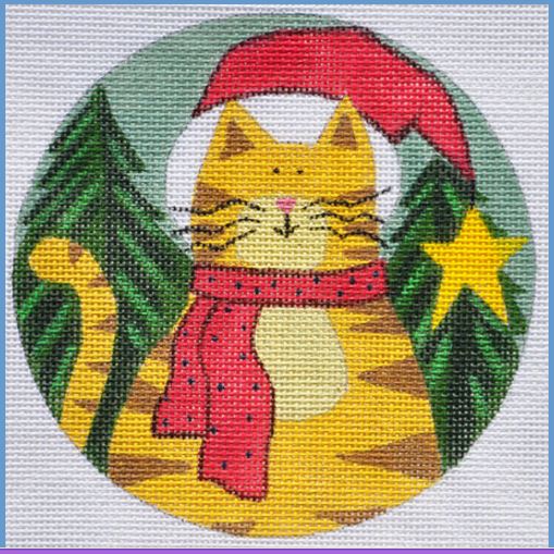 click here to view larger image of Santa Cat Ornament (hand painted canvases)