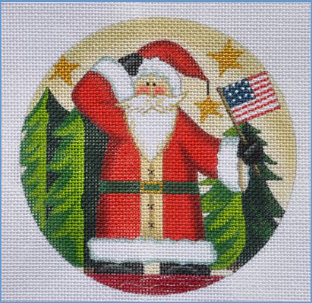 click here to view larger image of Santa with Flag Ornament (hand painted canvases)