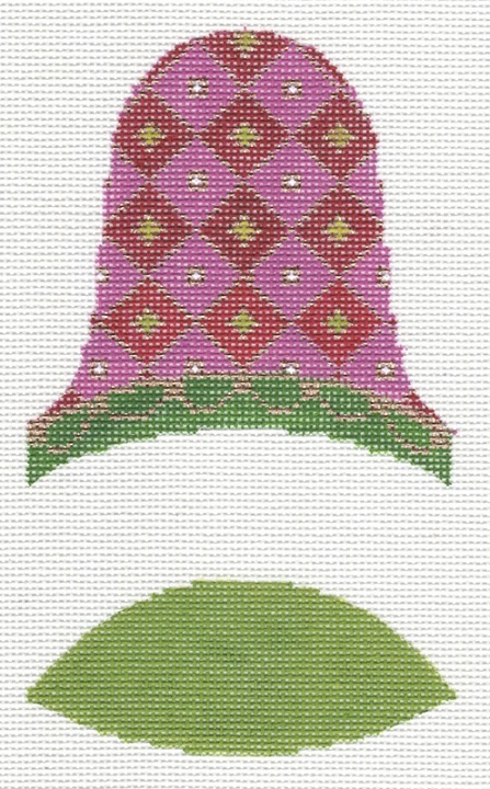 click here to view larger image of Dimensional Bell Pink and Green (hand painted canvases)