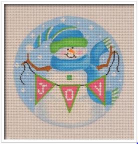 click here to view larger image of Snowman w/Joy Banner (hand painted canvases)