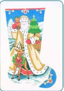 click here to view larger image of Elegant Santa 2 Stocking (hand painted canvases)